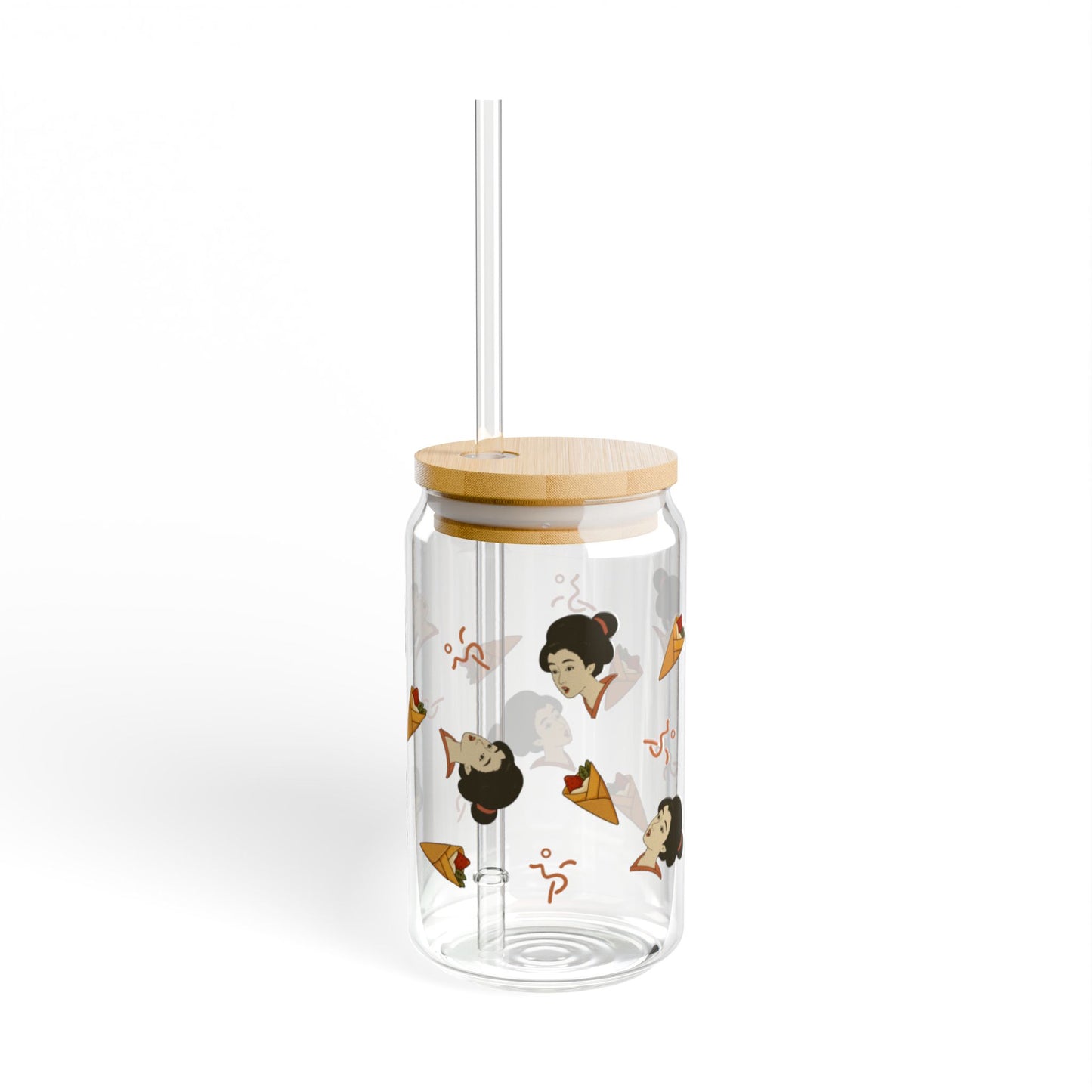 Charming Geisha Sipper Glass with Straw | Strawberry Crepe