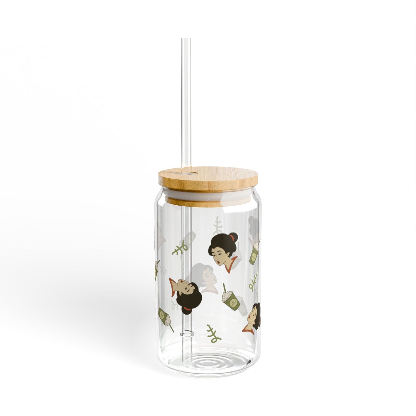 Charming Geisha Sipper Glass with Straw | Matcha Frappuccino