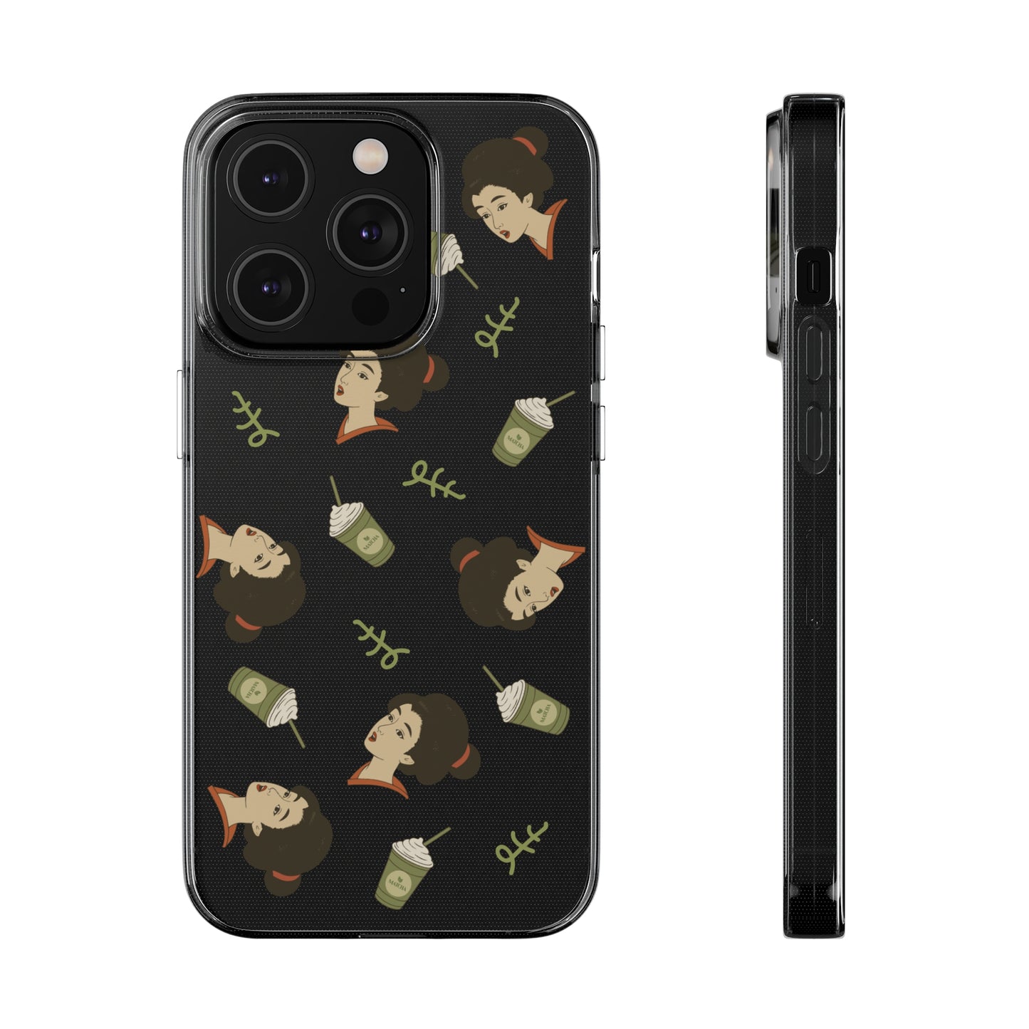 Charming Geisha Clear Silicone iPhone Case | Matcha Frappuccino
