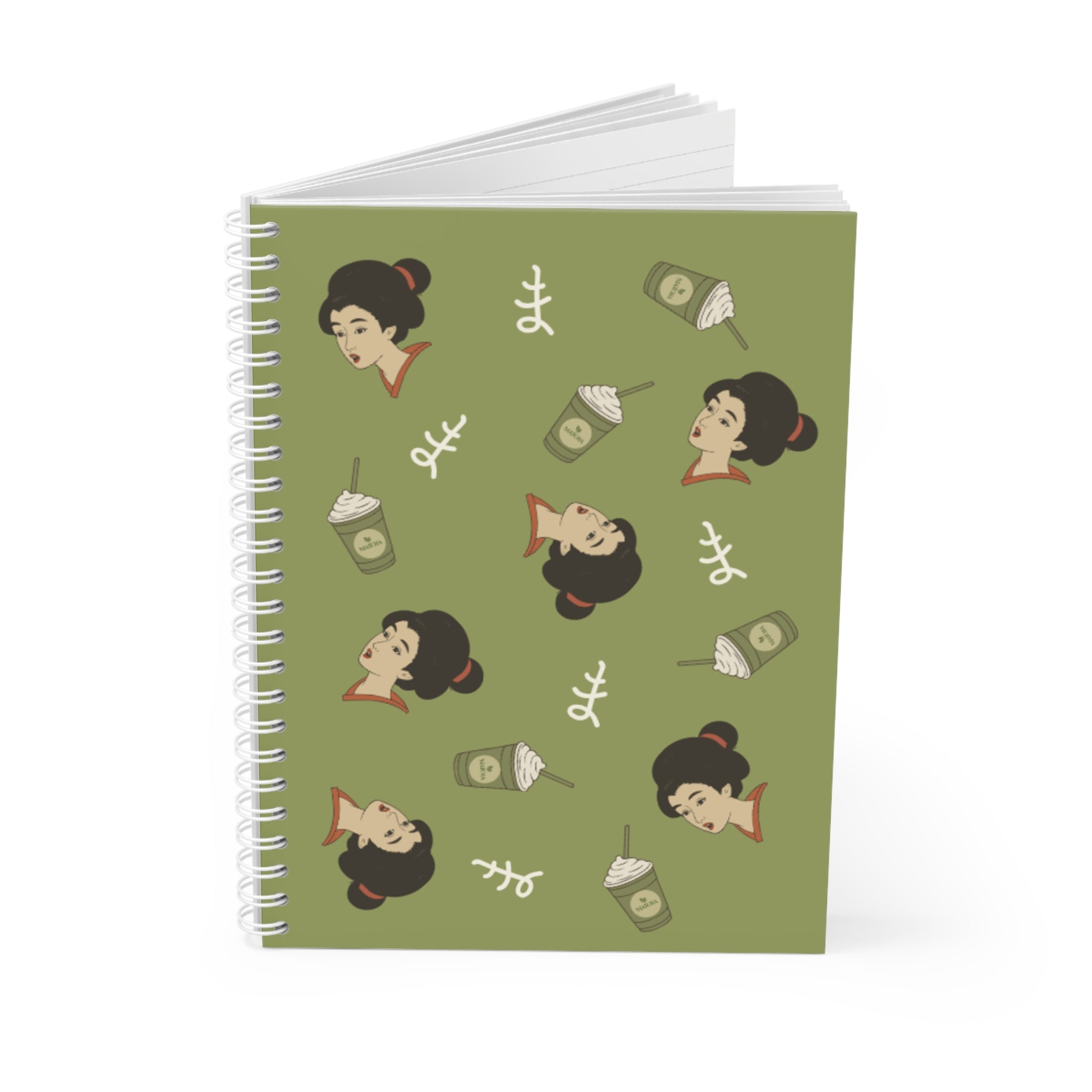 Charming Geisha Spiral Notebook | Matcha Frappuccino