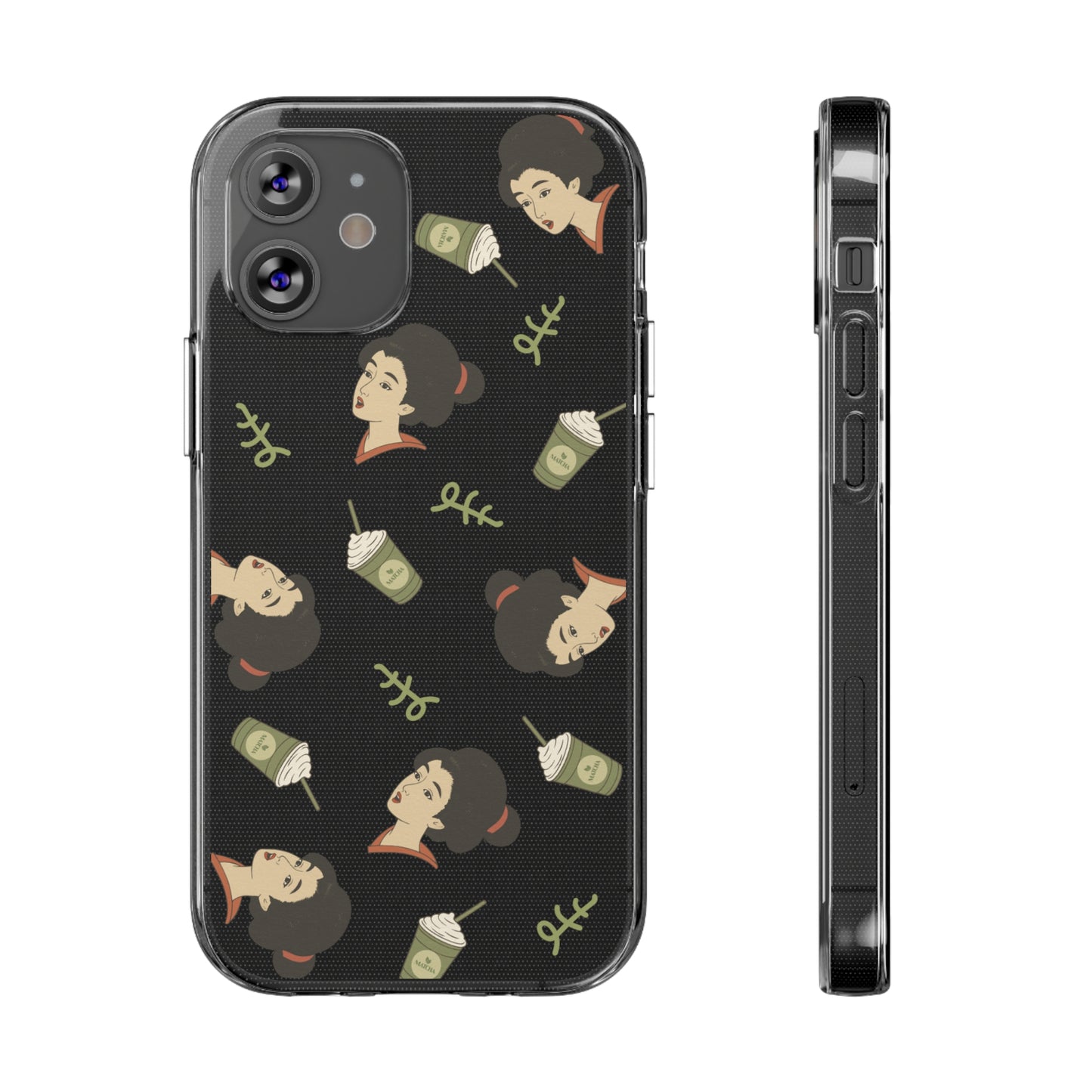 Charming Geisha Clear Silicone iPhone Case | Matcha Frappuccino