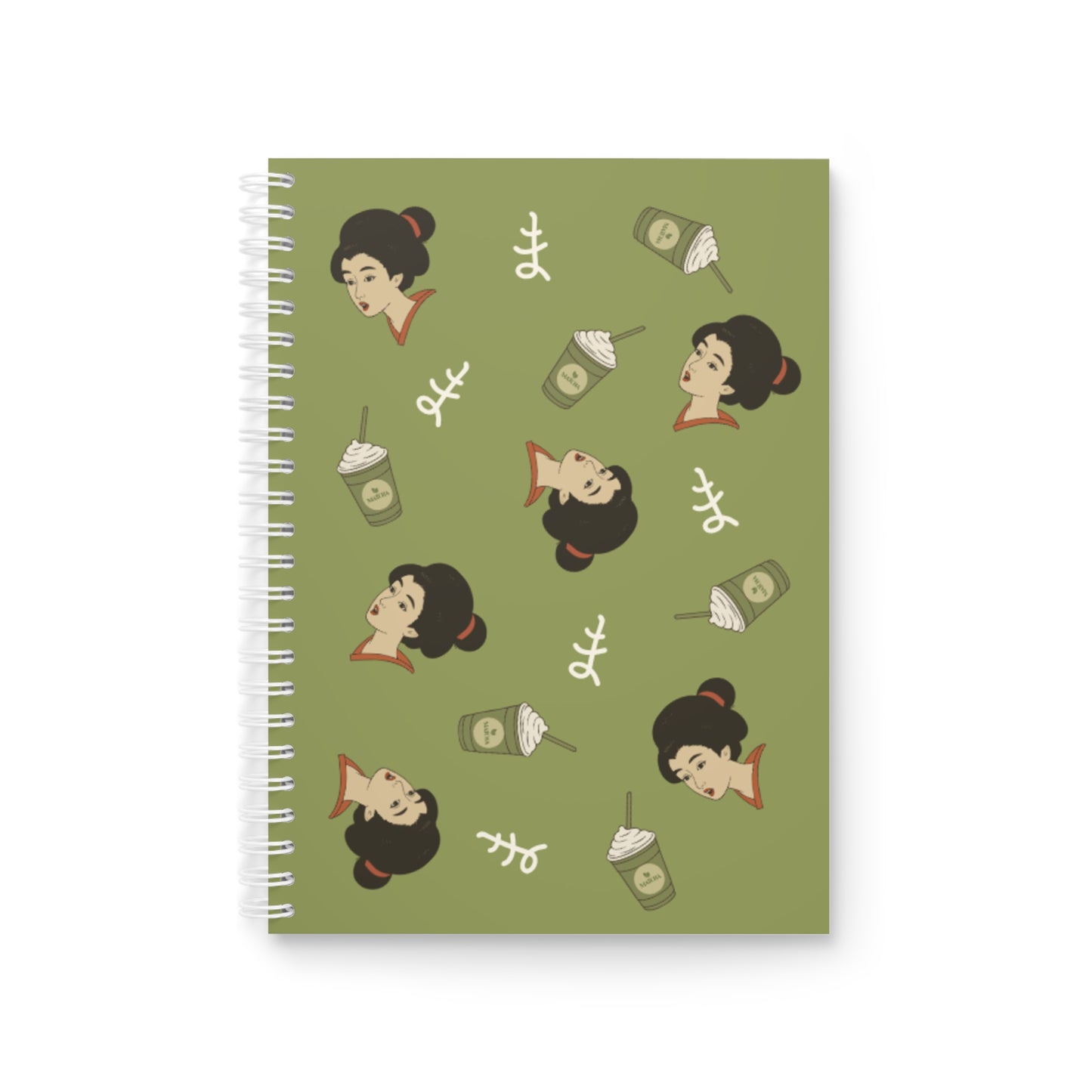 Charming Geisha Spiral Notebook | Matcha Frappuccino