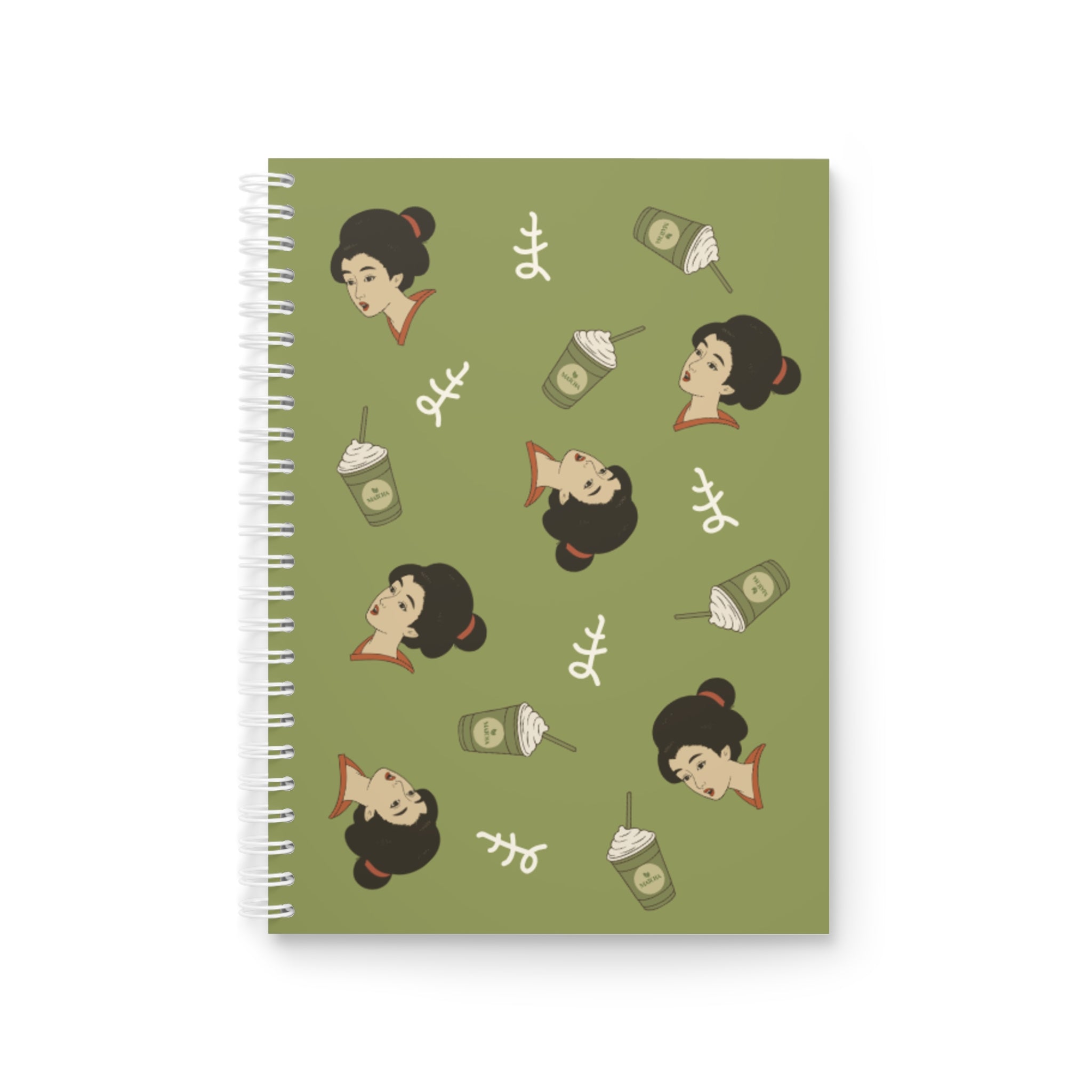 Charming Geisha Spiral Notebook | Matcha Frappuccino
