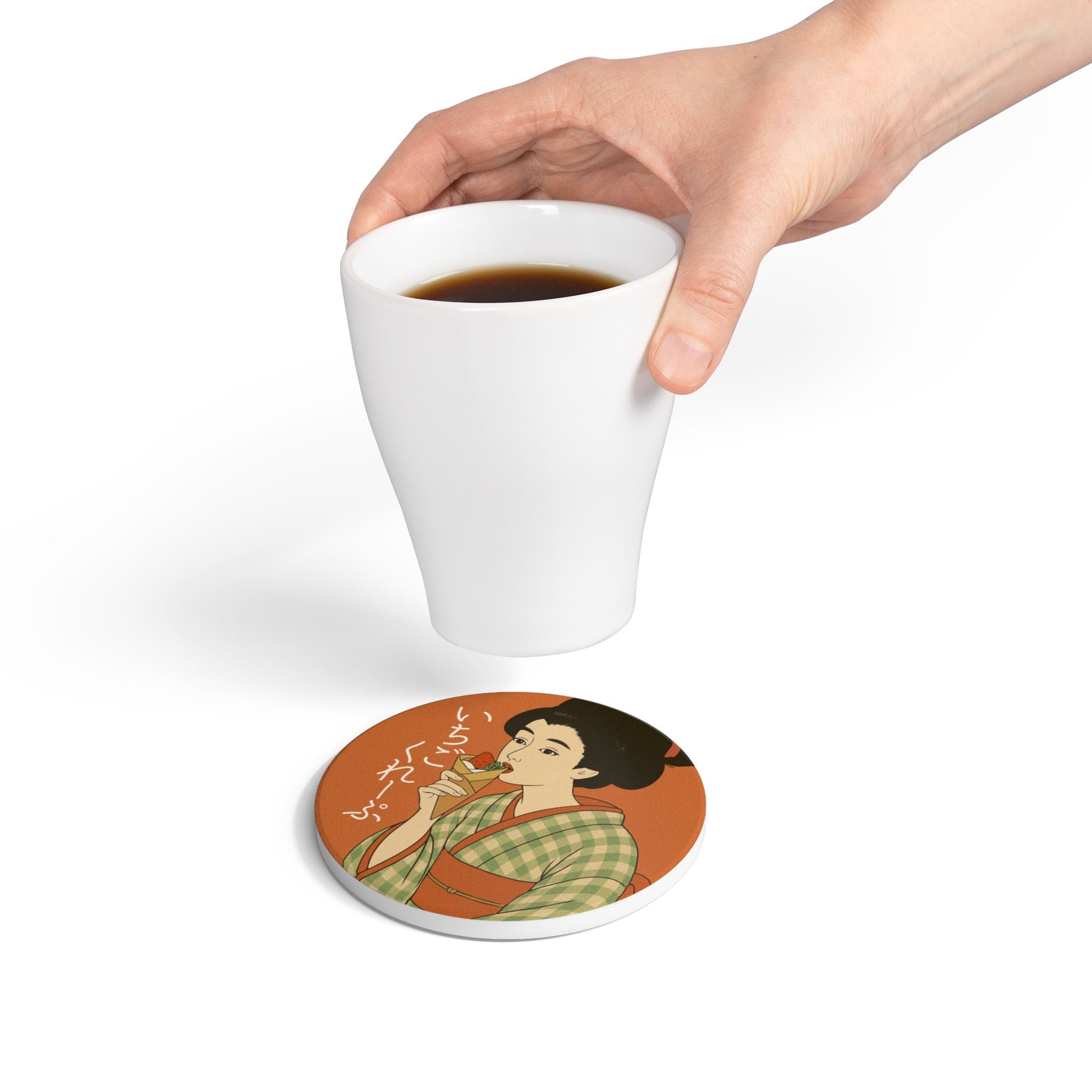 Charming Geisha Ceramic Coaster Set | Strawberry Crepe