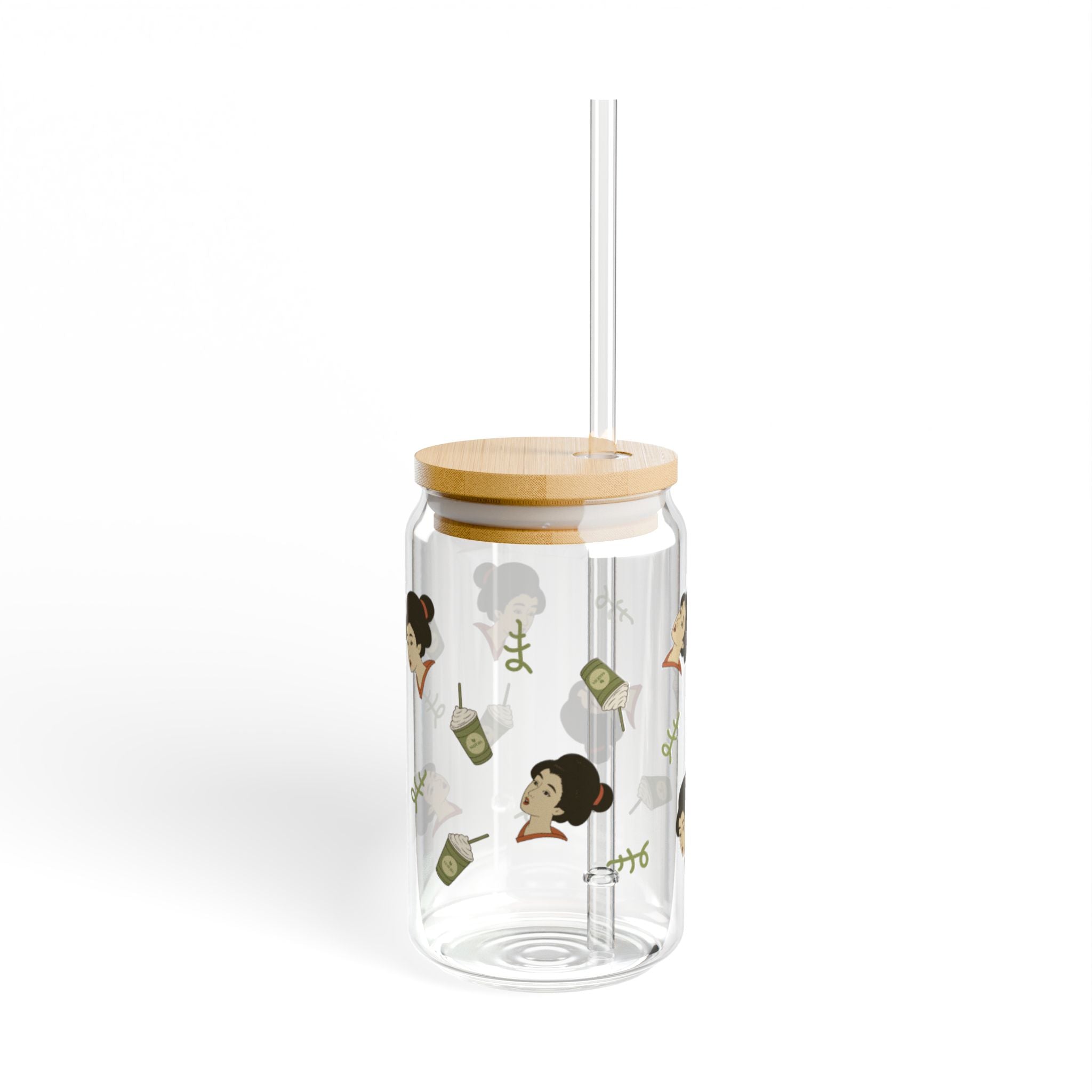 Charming Geisha Sipper Glass with Straw | Matcha Frappuccino
