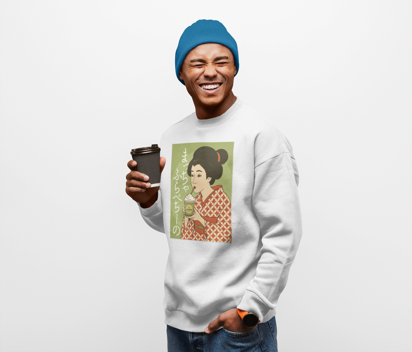 Charming Geisha Unisex Cozy Sweatshirt | Matcha Frappuccino