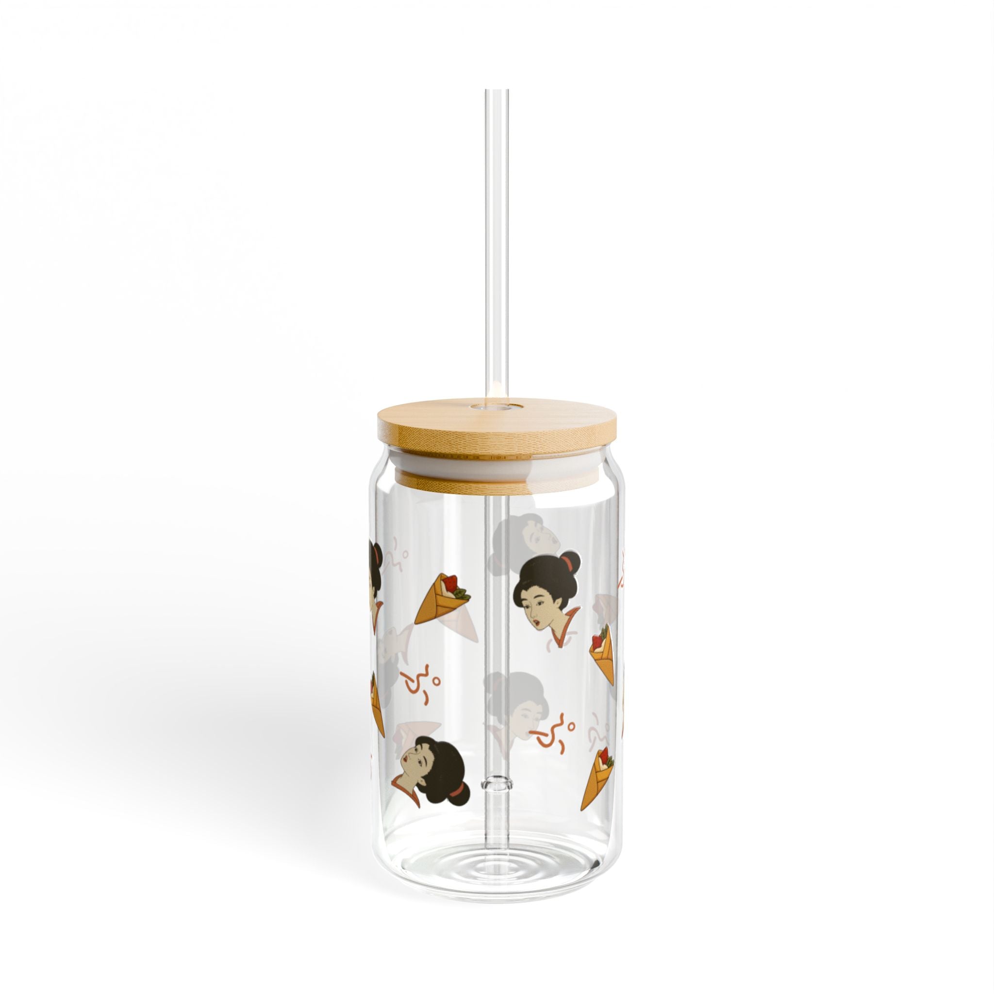 Charming Geisha Sipper Glass with Straw | Strawberry Crepe