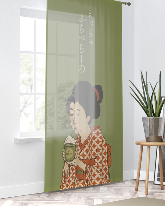 Sheer Window Curtain | Matcha Frappuccino
