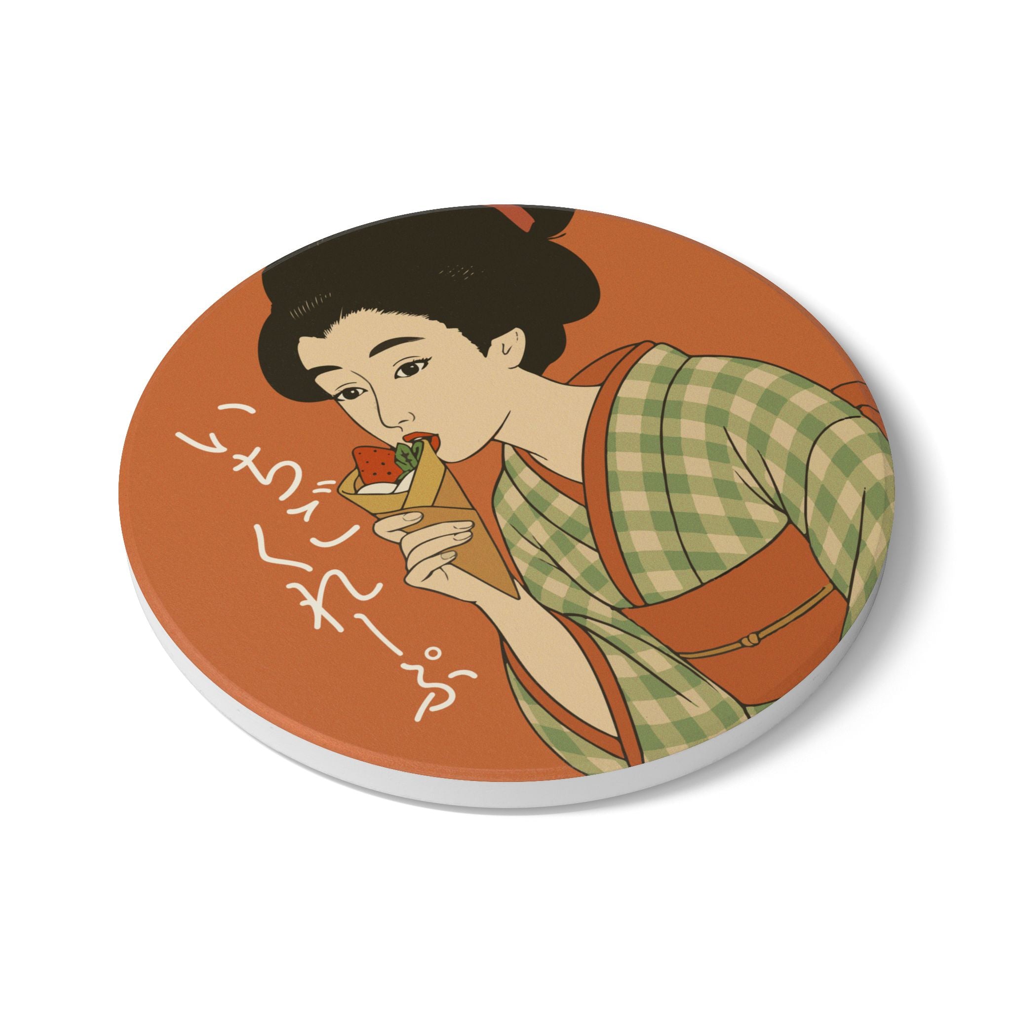 Charming Geisha Ceramic Coaster Set | Strawberry Crepe