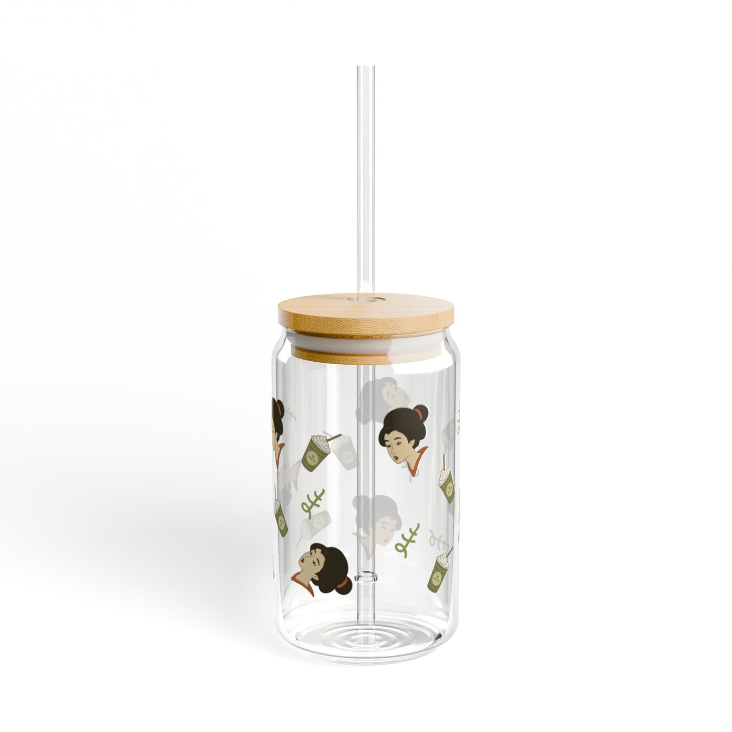 Charming Geisha Sipper Glass with Straw | Matcha Frappuccino