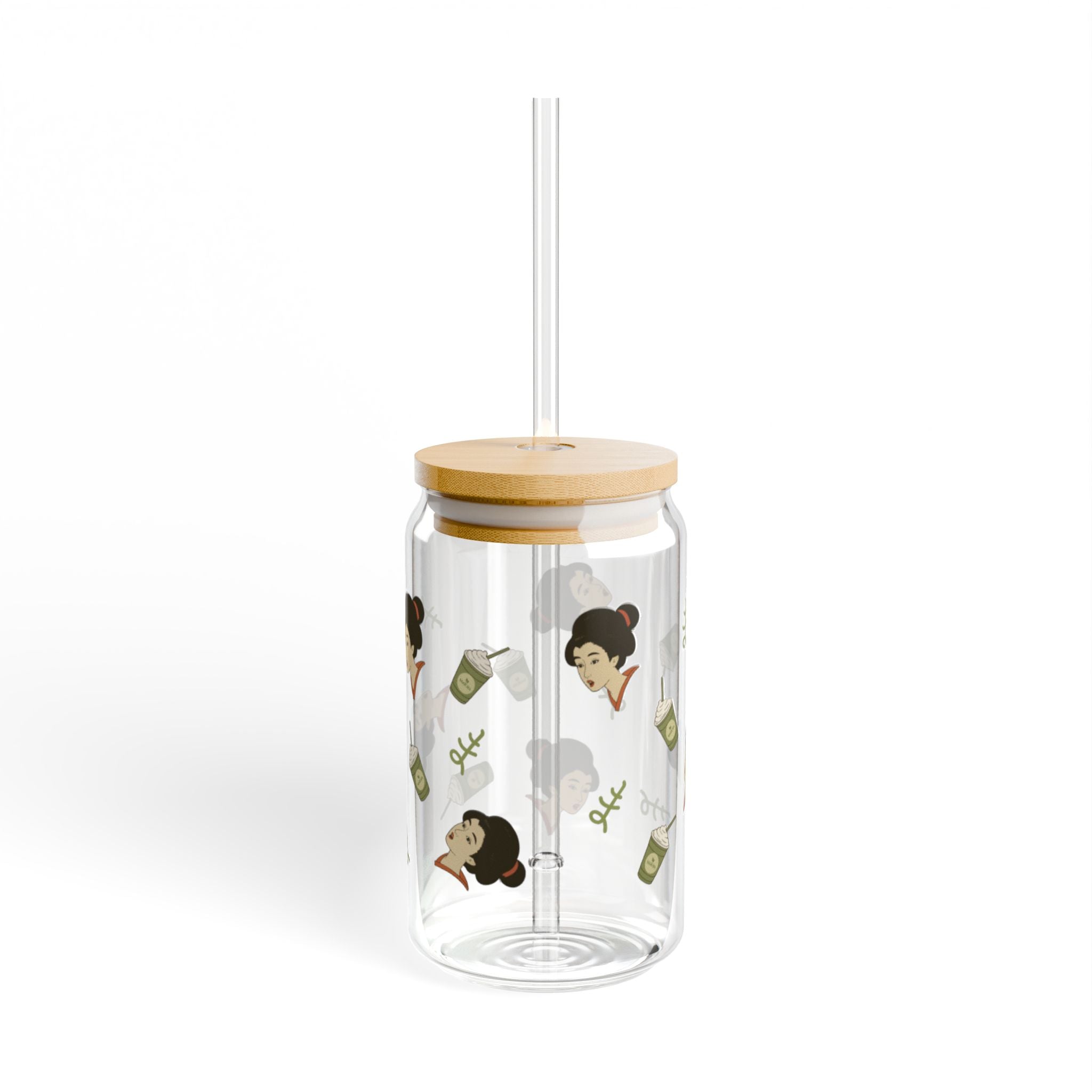 Charming Geisha Sipper Glass with Straw | Matcha Frappuccino