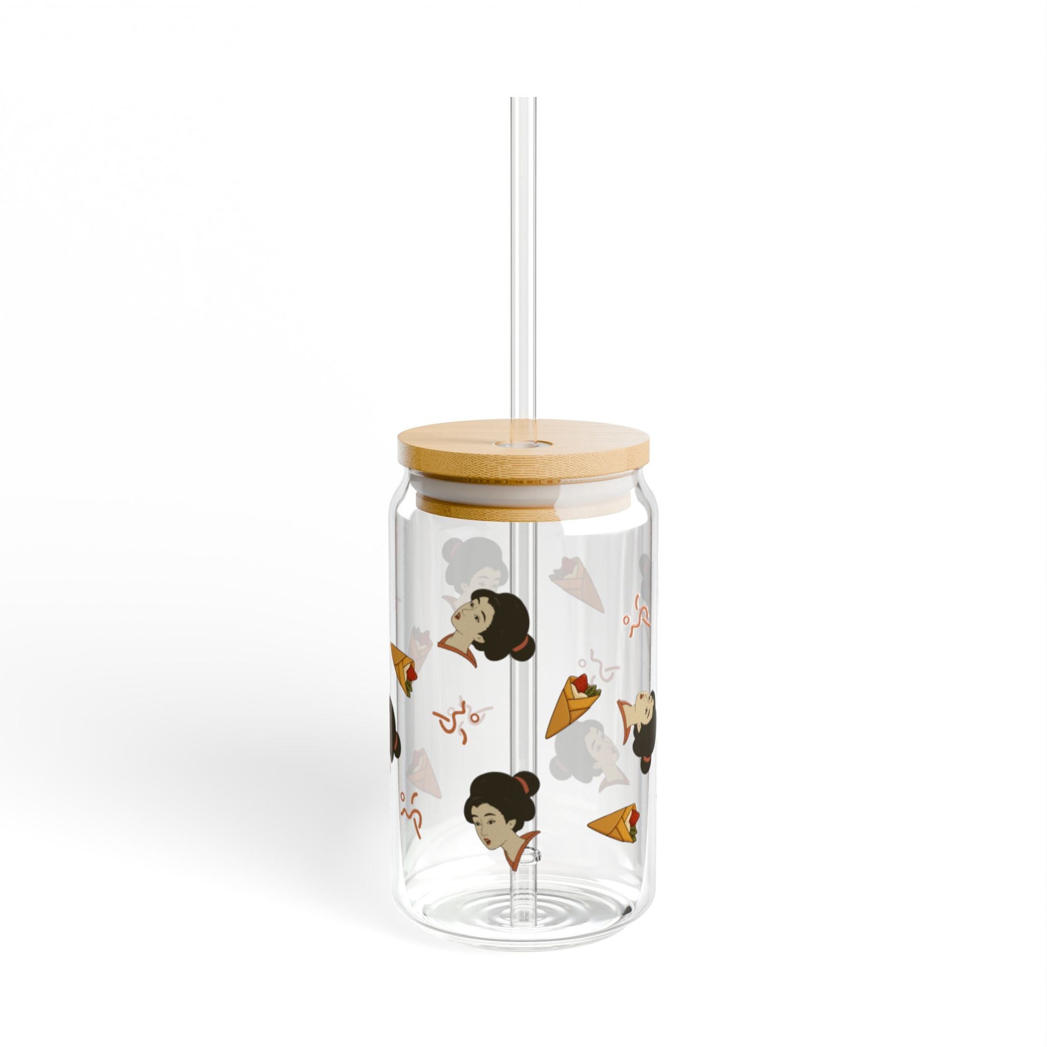 Charming Geisha Sipper Glass with Straw | Strawberry Crepe