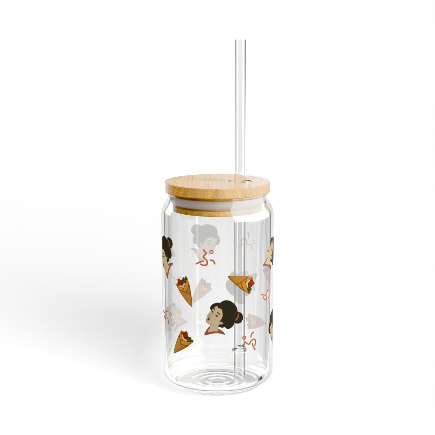 Charming Geisha Sipper Glass with Straw | Strawberry Crepe
