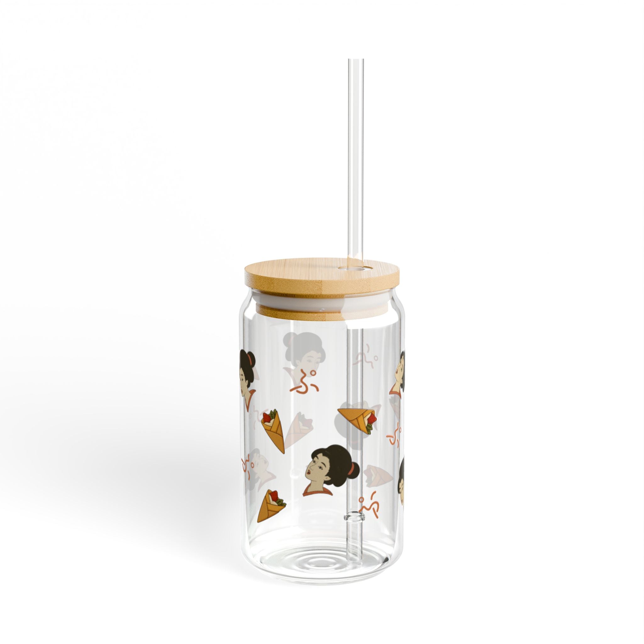 Charming Geisha Sipper Glass with Straw | Strawberry Crepe