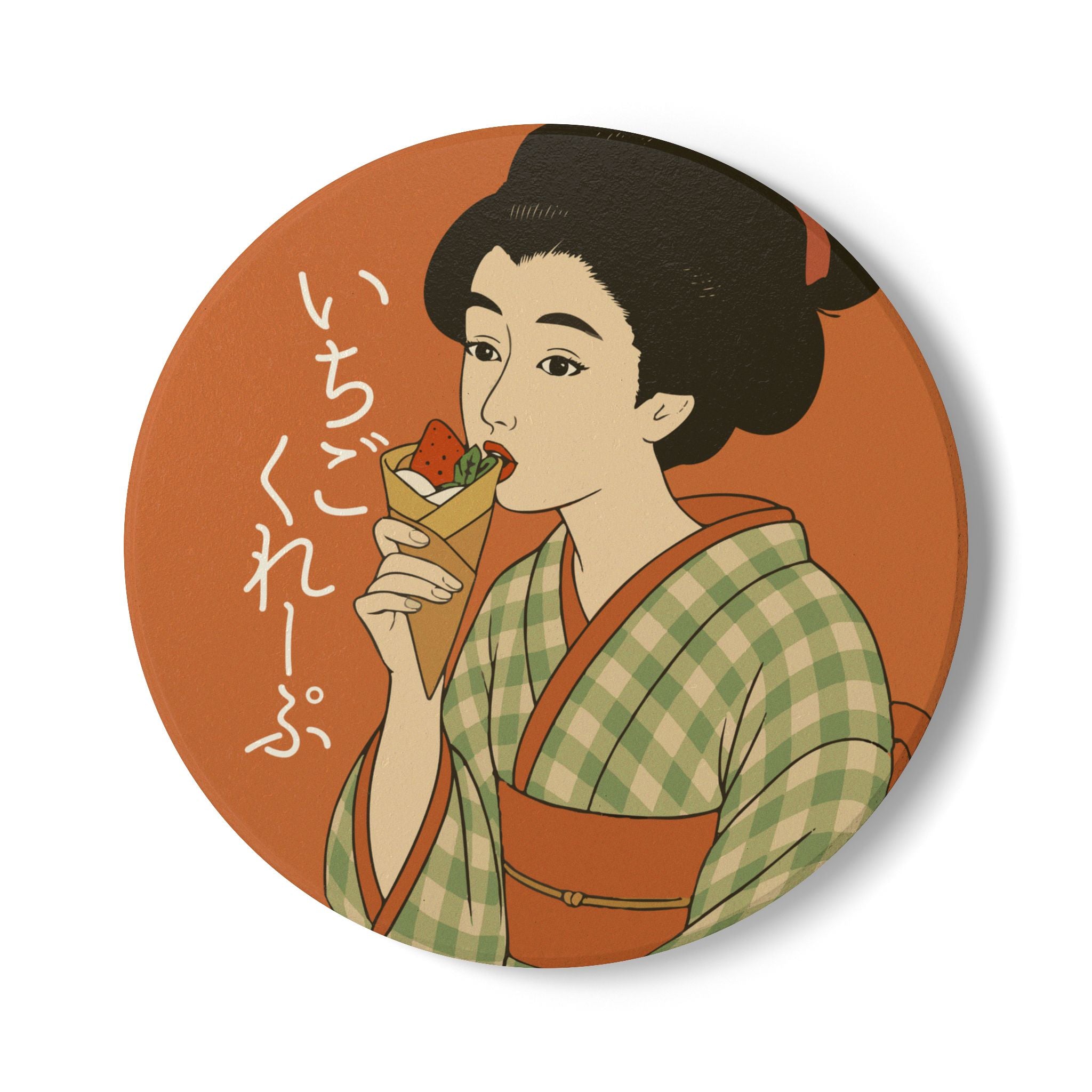 Charming Geisha Ceramic Coaster Set | Strawberry Crepe