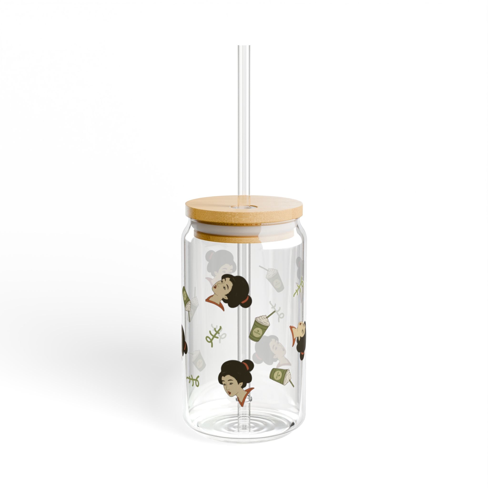 Charming Geisha Sipper Glass with Straw | Matcha Frappuccino