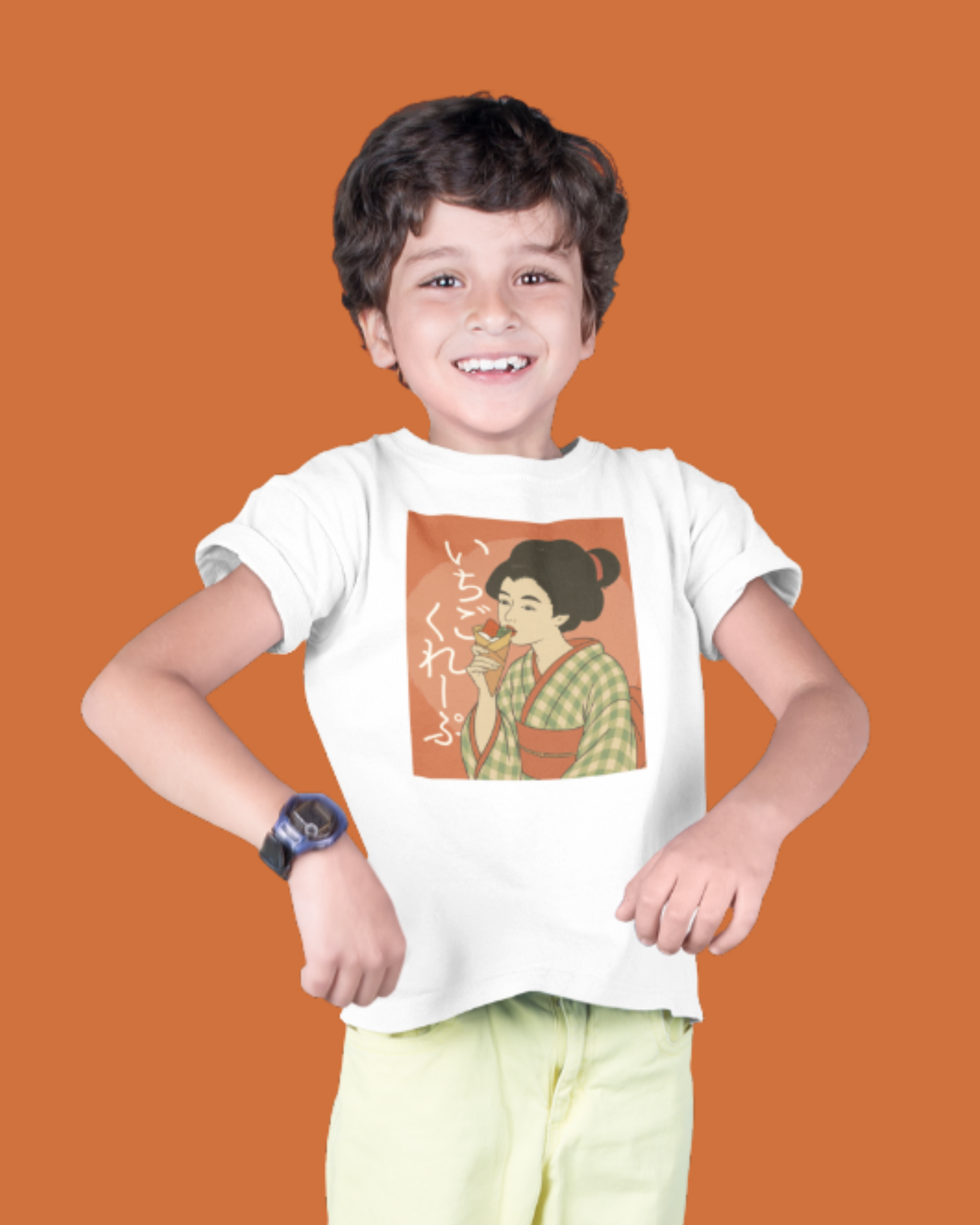 Charming Geisha Kids T-Shirt | Strawberry Crepe