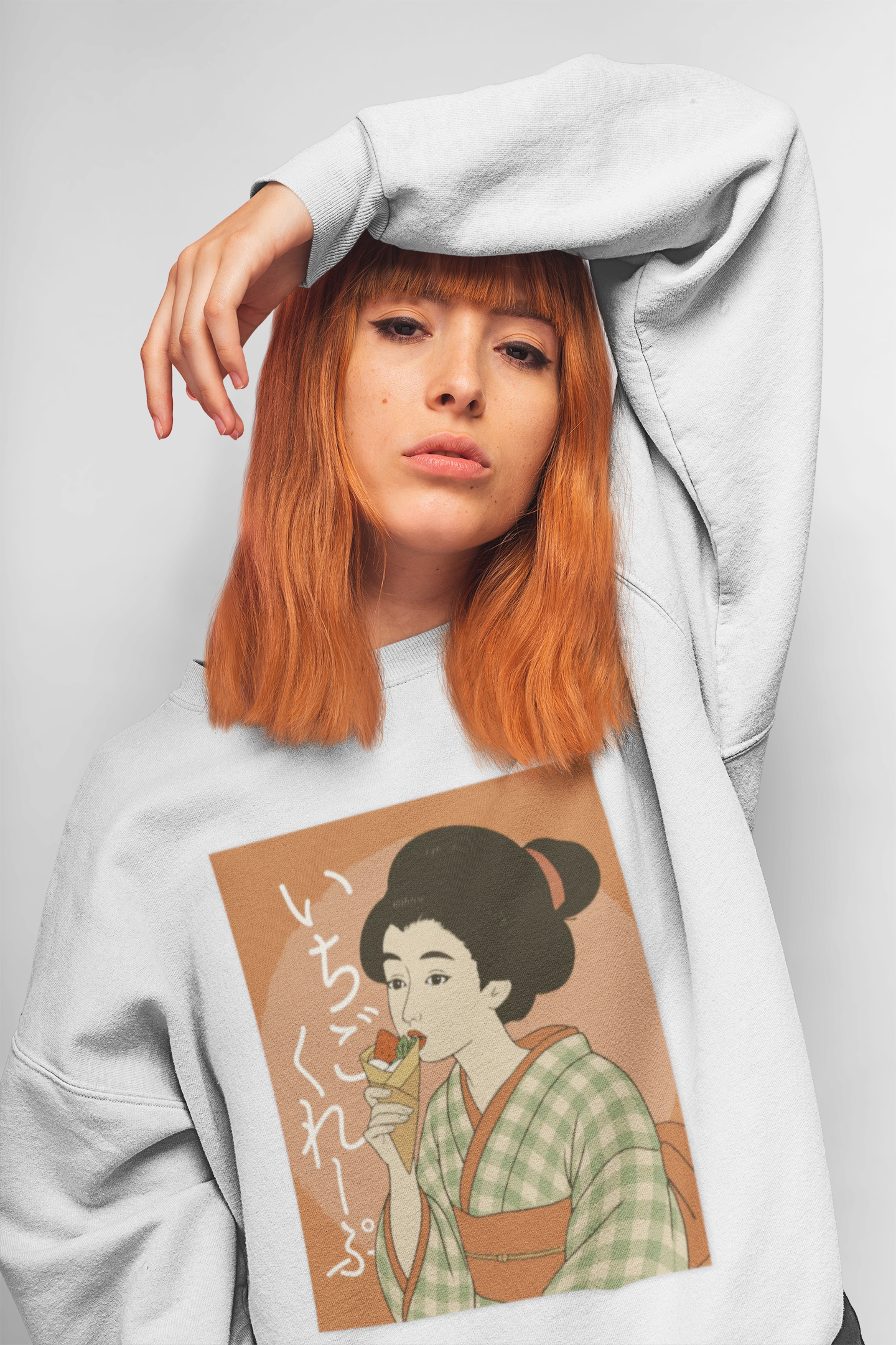 Charming Geisha Unisex Cozy Sweatshirt | Strawberry Crepe