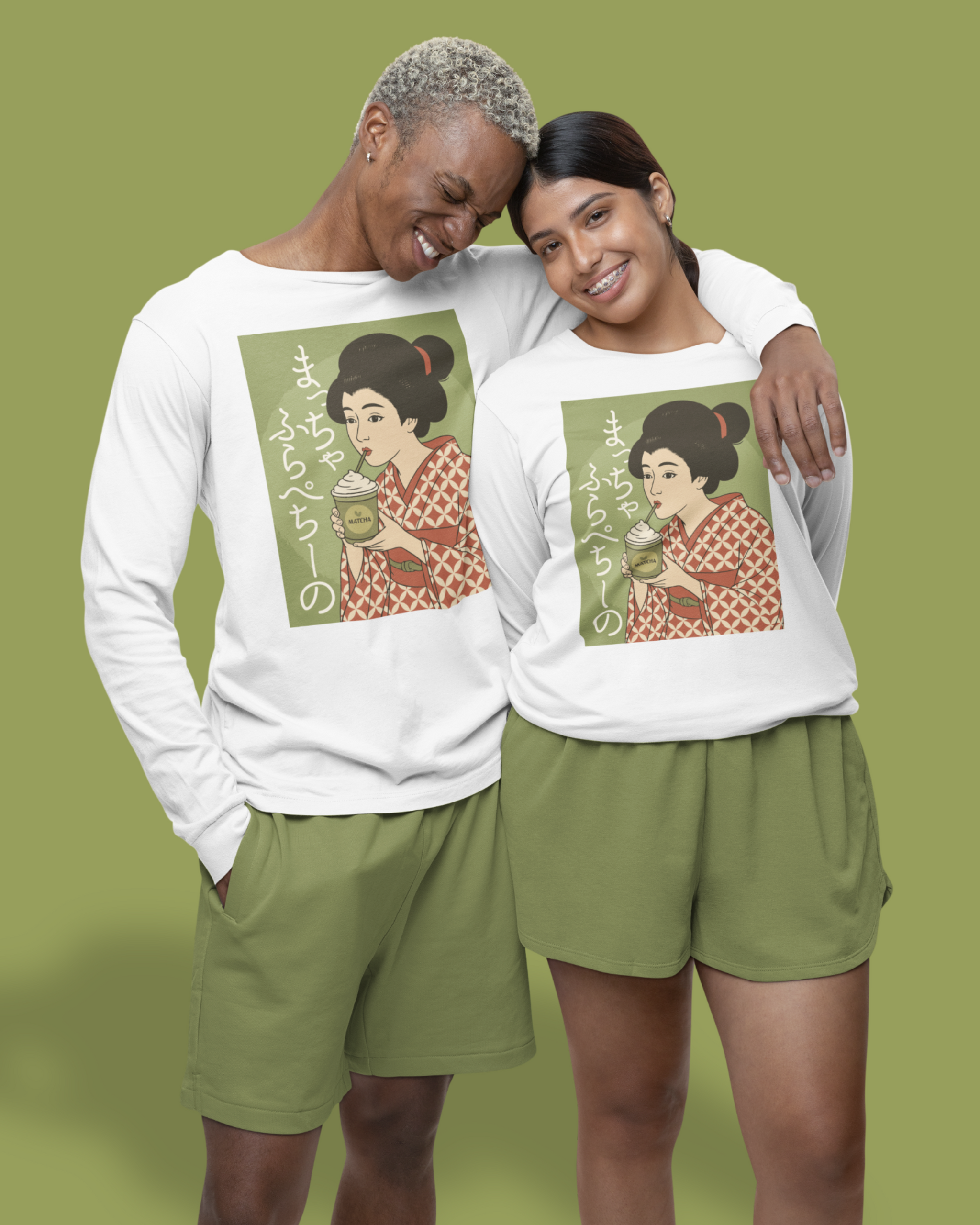Charming Geisha Unisex Long Sleeve Tee | Matcha Frappuccino