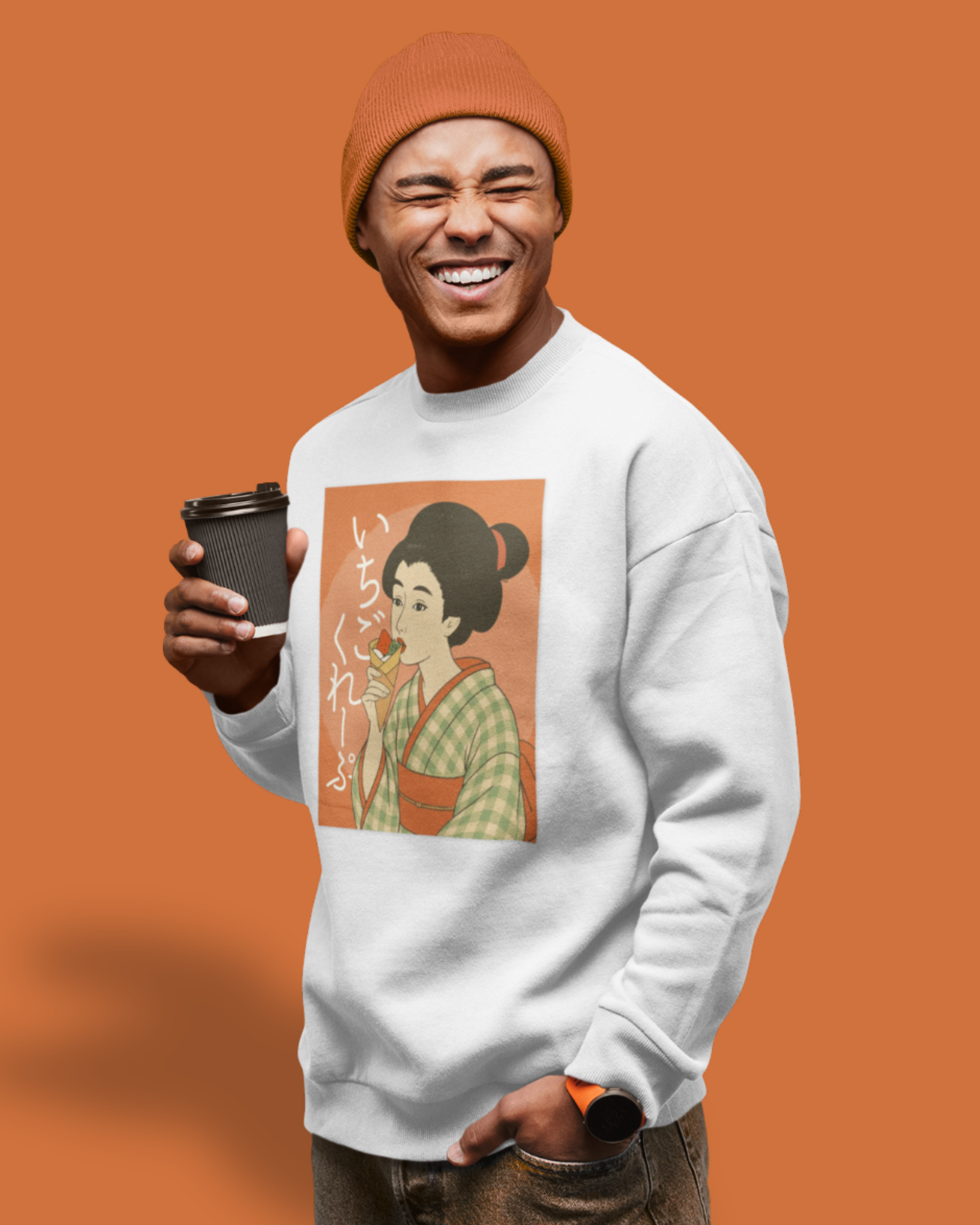 Charming Geisha Unisex Cozy Sweatshirt | Strawberry Crepe