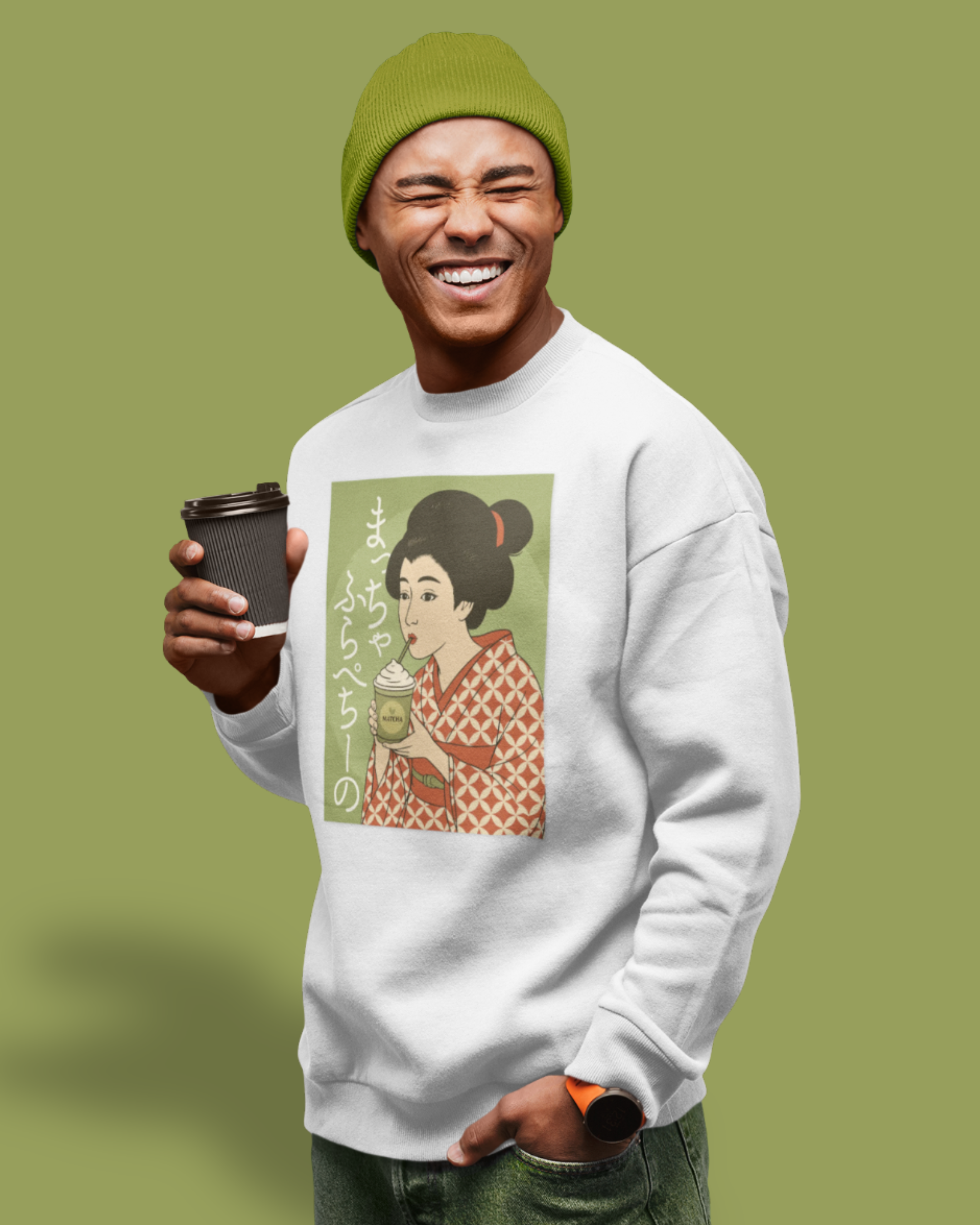 Charming Geisha Unisex Cozy Sweatshirt | Matcha Frappuccino